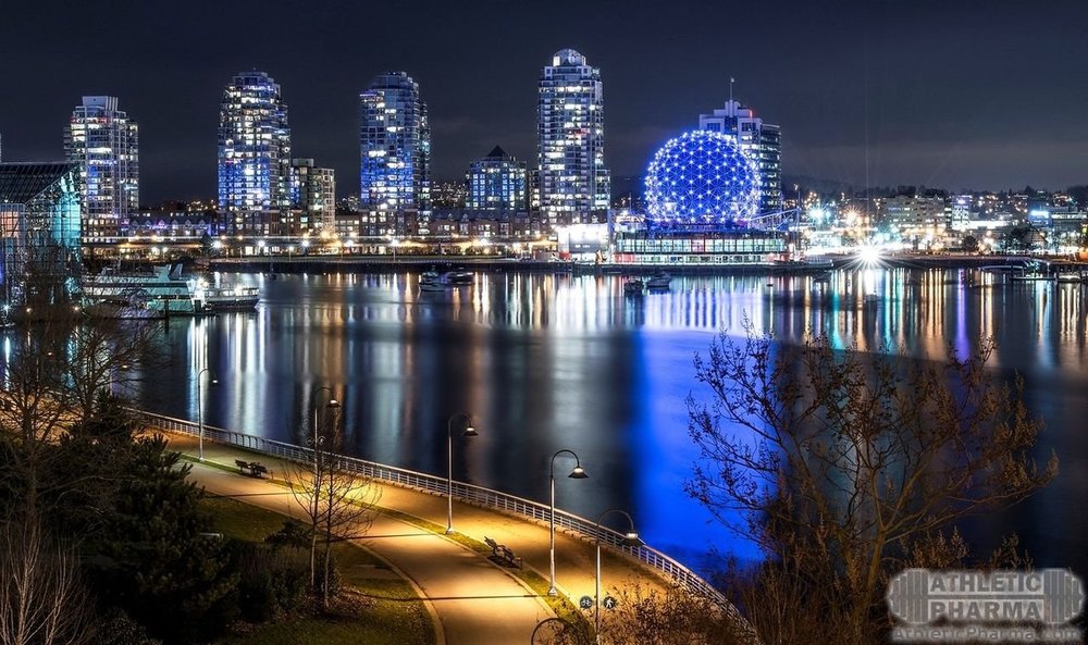Фото (панорама) ночного Ванкувера